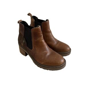 Bull Boxer Jessy 2 US 6.5/7 Brown Leather Pull On‎ Chelsea Y2K Chunky Boots